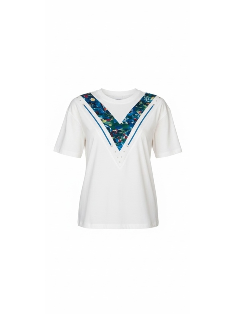 White Geometric Print Statement T-Shirt